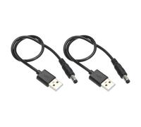 MACHSWON USB to DC Power Cable 0.3 M USB to DC 5.5mm x 2.1mm 5v Power Cord Black for Mini Fan Camera Mobile Phone Tablet Devices 2 Pcs