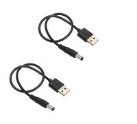 MACHSWON USB to DC Power Cable 0.5 M USB to DC 5.5mm x 2.5mm 5v Power Cord Black for Mini Fan Camera Mobile Phone Tablet Devices 2 Pcs