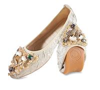 MACHSWON Women Ballet Flats Rhinestone Outdoor Wedding Ballerina Shoes Foldable Sparkly Comfort Slip on Flat Walking Shoes for Ladies(Apricot Fox Head, Size 7.5)