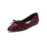 MACHSWON Womens Ballet Flat Slip On Bow Knot Ballet Pumps Dolly Shoes(Leopard Wine Red, Size 6)