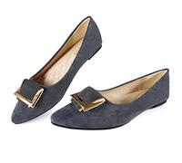 MACHSWON Women's Flats Shoes Buckle Pointed Toe Ballet Dressy Flats Comfortable Slip On Ballet Pumps Work Shoes(Grey, Size 6)