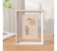 Machtiging Float frame Double-Sided Floating Glass, Wooden A4, Leaf Specimen Photo Dust-Proof Clear For Photos Posters Artworks