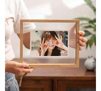 Machtiging Floating Frame Double Sided,Floating Glass Frames,A4 Wooden Frame,Floating Frame For Canvas,Double Glass Picture Frame Display Photo,Double-Sided,For Picture Desktop Decoration,Artworks