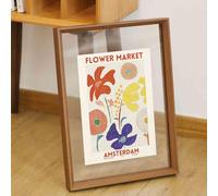 Machtiging Floating Frame,Postcard Frame,Wooden Photo Frame,A4 Wooden Frame,Flower Press Frame,Double Glass Picture Frame Display Photo,Double-Sided,Lightweight,For Desktop Wall Decoration