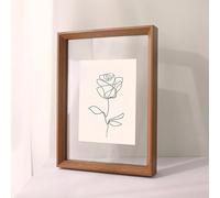 Machtiging Wooden Double Sided Floating Frame, A4 Size, Walnut Color, Double Glass, Scratch Resistant, Dust Proof, For Home Decoration