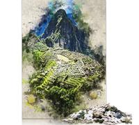 Machu Picchu in Watercolor Puzzles 1000 Pieces Wooden Puzzles Puzzle for Adults And Teenager for Adults& Teens Age 12 Years Up 1000pcs (75x50cm)
