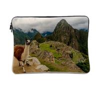 Machu Picchu Lama Selfie Peru Incas Computer and Tablet Case Linen Look 14-15 Inches Protective Laptop Sleeve Printed in France