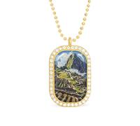 Machu Picchu Landscape Funny Pendant Necklace for Women Personalized Fashion Jewelry Diamond Necklaces for Wedding Birthday Gold Silver