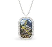 Machu Picchu Landscape Funny Pendant Necklace for Women Personalized Fashion Jewelry Diamond Necklaces for Wedding Birthday Gold Silver