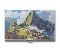Machu Picchu Landscape Novelty Business Card Holders Slim Metal Credit Name Cards Case Wallet Organizer for Men Women 3.7" X 2.2" X 0.3"