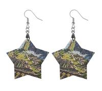 Machu Picchu Landscape Novelty Women's Dangle Earrings Fashion Printed Wood Earring Drop Pendants Jewelry