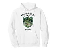 Machu Picchu Peru Crest with Incan Mountain Ruins and Llamas Pullover Hoodie