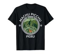 Machu Picchu Peru Emblem with Llama Condor and Inca Terraces Value Graphic T-Shirt, Men, Black, S