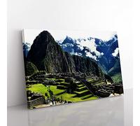 Machu Picchu Peru Mountain Landscape No.1 Modern Canvas Wall Art Print Ready to Hang, Framed Picture for Living Room Bedroom Home Office Décor, 50x35 cm (20x14 Inch)