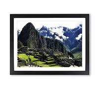 Machu Picchu Peru Mountain Landscape No.1 Modern Framed Print | A2 Black Framed Wall Art | Ready to Hang | Modern Landscape Picture | Living Room Bedroom Lounge Office