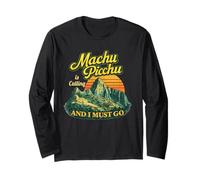 Machu Picchu Peru Travel Andes Mountains Sunset Retro Long Sleeve T-Shirt