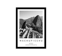 Machu Picchu Travel Print Machu Picchu Wall art Black and white Poster A3 Print in Black frame 33.5 X 45.5cm (13.2x18inch)