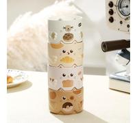 MACHUMA Stackable Cute Cat Mug Set of 4 | 320ml Ceramic Coffee Mugs with Funny Cartoon Designs | Dishwasher/Microwave Safe | Gifts for Kitty Lovers, Christmas, Housewarming & More (Cat Set 2)