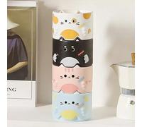 MACHUMA Stackable Cute Cat Mug Set of 4 | 320ml Ceramic Coffee Mugs with Funny Cartoon Designs | Dishwasher/Microwave Safe | Gifts for Kitty Lovers, Christmas, Housewarming & More (Cat Set 1)