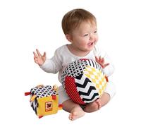 MACIK 2 BLACK WHITE New-Born baby toy GIFT SET - Baby Activity CUBE Soft - Soft Rattle BALL for Toddler - Infant Toy - Baby Toy 6 months- CRINKLE Teething Toys - Newborn toys Baby chew toys