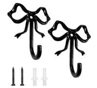 MaciRept 2pcs Bow Knot Wall Hooks,4.13×3.58in Black Bow Knot Heavy-Duty Coat Hooks Vintage Decorative Bowknot Wall Hook for Coats Keys Hats Bags Towels Umbrella