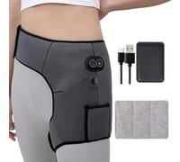 MaciRept Cordless Hip Heating Pad for Sciatica Pain Relief -5000mAh Power Bank Included 3 Heat Levels Hip Heat Pad with Different Vibration Massage Modes, Electric Portable Hip Heat Pad Gray