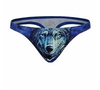 MACIUM Men'S Thong Pouch T-Back Underwear Men's Pants Bikini Tummy Control Sexy Sexy Thong Briefs Swimming Trunks,blue Wolf Head,XL