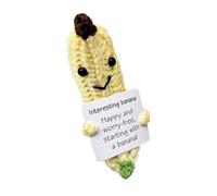 Maciun Crochet - Tiny Banana Crochet Toy | 7cm Cheer up Banana Knitted Doll, Cute Crochet Doll with Card for Home Studio Decor