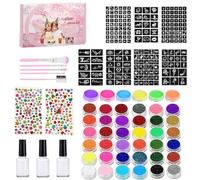 Maciun Face Body Paint Kit | Water-Based Paints Professional Facepaint Makeup Kit,Paint Brushes and Stencils, Face Paint with Brush, Glitter Halloween Party Face Paint Kit for Kids Party