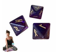 Maciun Rune Dice - 3 Dices for Board Games | Resin Dice, Astrology Learning Prediction Runic Multi Sided Dice for Adults