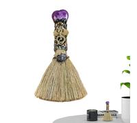 Maciun Witch Altar Broom, Altar Witch Crystal Broom, Heart Shaped Gem Crafts, Amethyst Point Craft for Divination Energy Decoration, Fengshui Gem Crafts Home Healing Ornaments