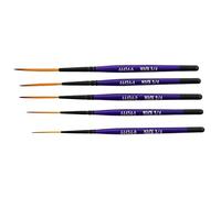 Mack Brush Series 44434 Set of 5 Scrolling Script Pinstriping Brushes, Sizes 0-6, 3/4 Handle, Golden Taklon