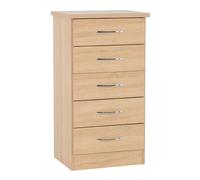 mack narrow wooden chest of 5 drawers in sonoma oak