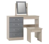 mack oak wooden dressing table set with grey gloss front