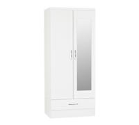 mack oak wooden wardrobe with 2 doors 1 drawer white gloss front