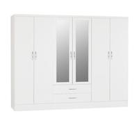 mack oak wooden wardrobe with 6 doors white gloss front