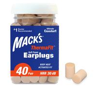 Mack’s ThermaFit Soft Foam Earplugs, 40 Pair - Comfortable Ear Plugs for Sleeping, Snoring, Work, Travel & Loud Events | Made in USA