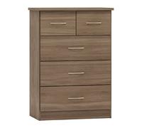 mack wide wooden chest of 5 drawers in rustic oak