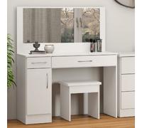 mack wooden dressing table set with gloss front in white