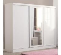 mack wooden sliding wardrobe with 3 doors in white gloss front
