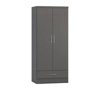 mack wooden wardrobe with 2 doors 1 drawer in grey