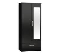 mack wooden wardrobe with 2 doors and black gloss front