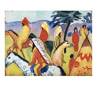 Macke August Reitende Indianer Beim Zelt, Kunstdruck auf Leinwand, Premium-Wanddekoration, Poster