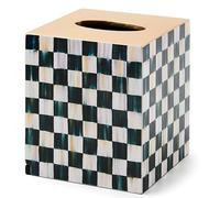 MACKENZIE-CHILDS Boutique Square Tissue-Box Cover, Tissue Holder for Home Decor, Black-and-White Courtly Check Lacquer