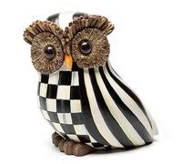 MACKENZIE-CHILDS Courtly Stripe Owl, Black-and-White Owl Decor, Fall Owl Decor for Home