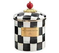 MACKENZIE-CHILDS Small Enamel Canister, Kitchen Storage Container for Flour and Sugar, 1.13 Liters, Black-and-White Courtly Check