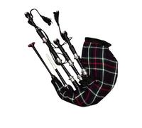 Mackenzie Tartan Bagpipe With Black Finish And Silver Mounts - Traditional Scottish Highland Instrument With Authentic Tone For Beginners And Professionals