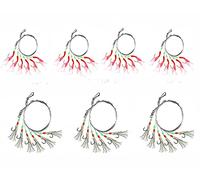 Mackerel feathers, Fishing Feathers Mackerel shiny rainbow Simulation Flying insects with Luminous Beads Glowing Tail Attractor for Mackerel, Herring, fishing lures, 7 Pack/42 Hooks