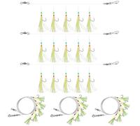 Mackerel Feathers Rigs 3 Packs, 15 Hooks 3 Sizes Sea Fishing Boat Tackle Rigs with Luminous Beads, Ideal for Sea Bass,Trout,Perch,Carp, Sea Fishing Rig Tackle Accessories for Boat Shore Beach Fishing