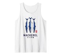 Mackerel Fish Japanese Seafood Market Retro Japan Foodie Tank Top